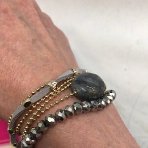 3/$20 Smoky Quartz Leather Fashion Bead Bracelet